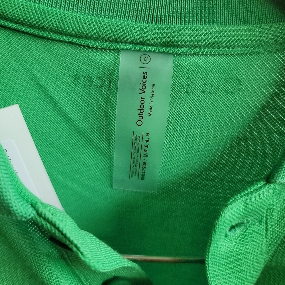 OUTDOOR‎ VOICES, Birdie Recycled-Piqué Polo Shirt, Kelly Green, Size XS - Picture 9 of 9